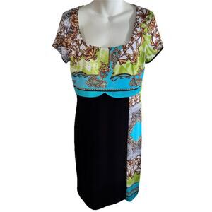 Joseph Ribkoff Graphic Sheath Colorblock Dress Size 8